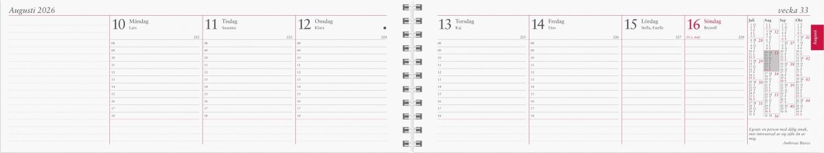 Burde 2026 Kalender, Stor Plankalender