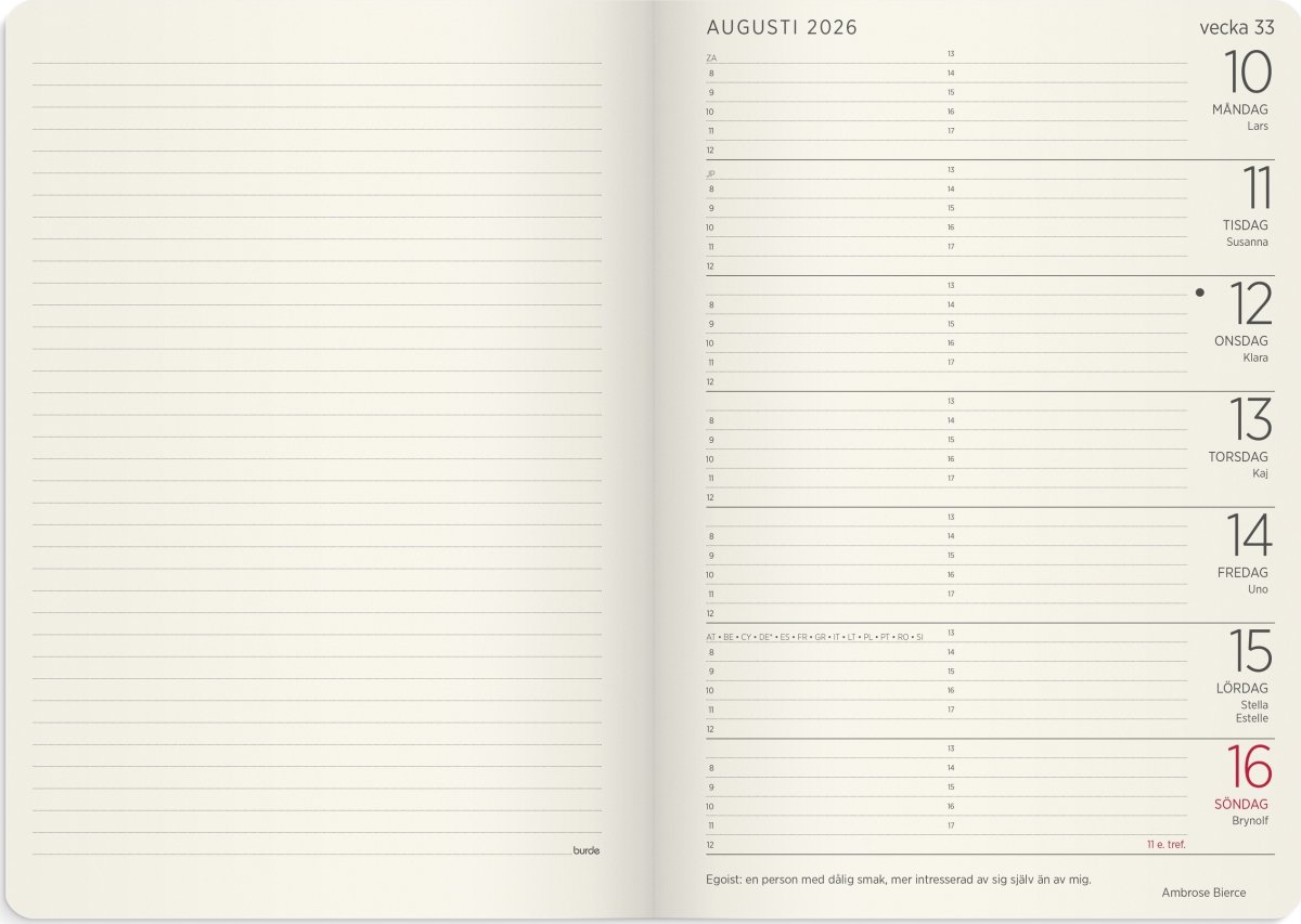 Burde 2026 Stor Veckokalender, Forma De Luxe, Brun