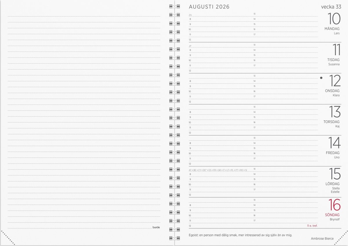 Burde 2026 Stor Veckokalender, Refill
