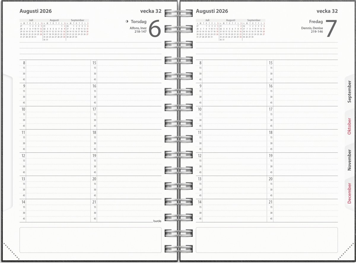 Burde 2026 Tidkalender Svart Kartong