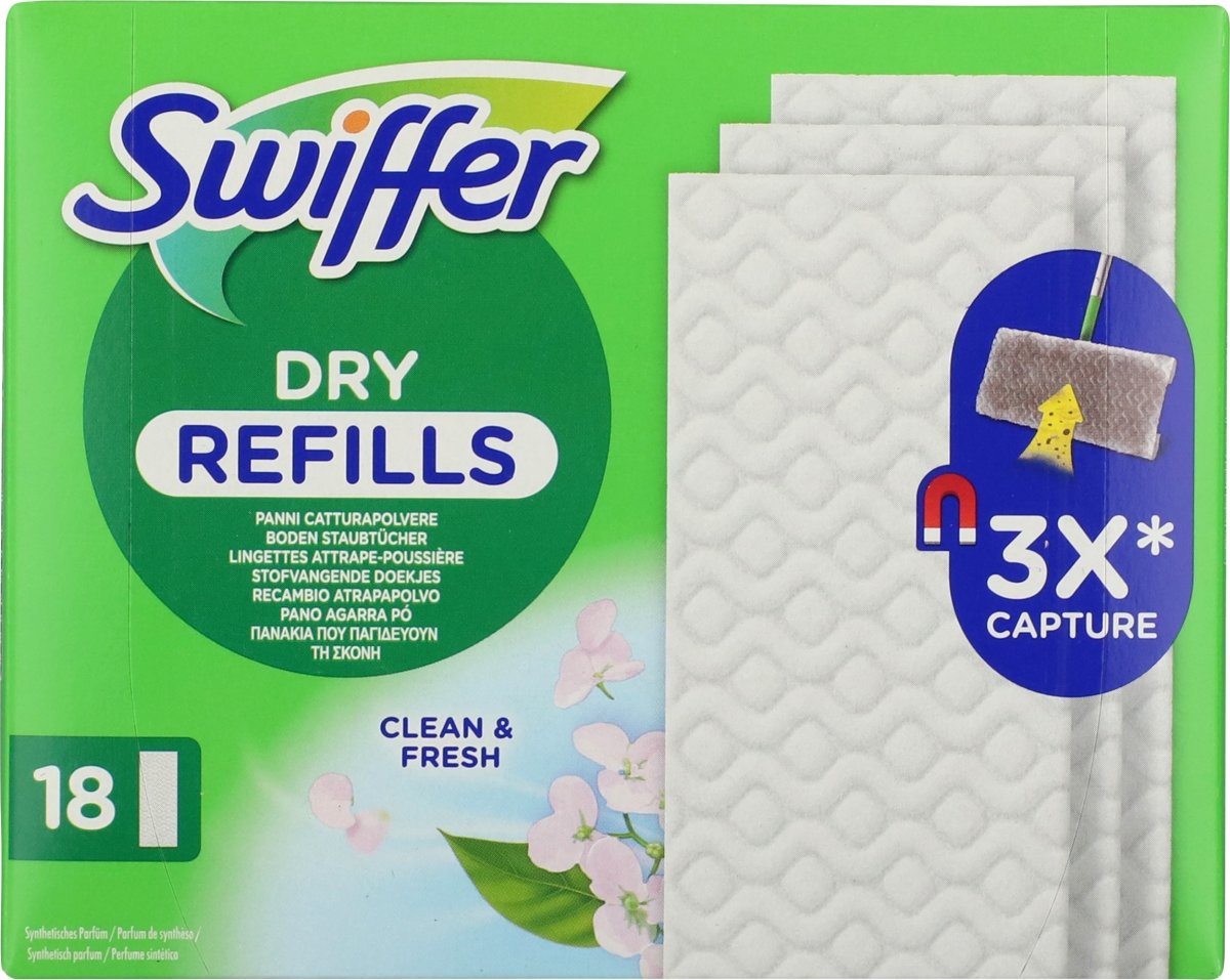 Swiffer Golvmopp Dry Refills, 18 torrdukar