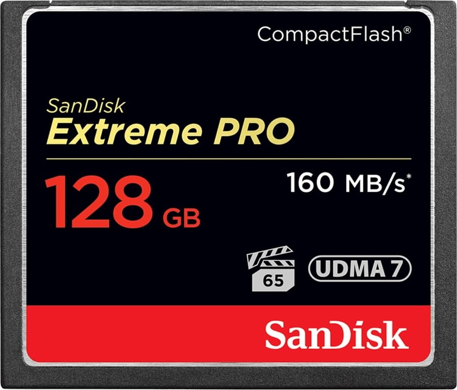 SanDisk Compact Flash Extreme Pro128 GB minneskort