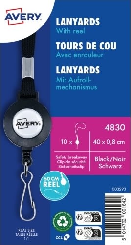 Avery 4830 Nyckelband med jojo-hjul, svart