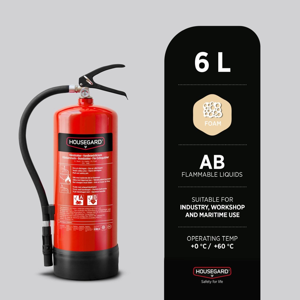Housegard Skumsläckare | 6 Liter | Röd