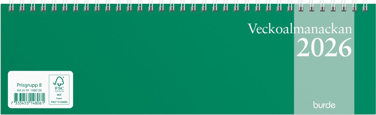 Burde 2026 Kalender, Veckoalmanackan