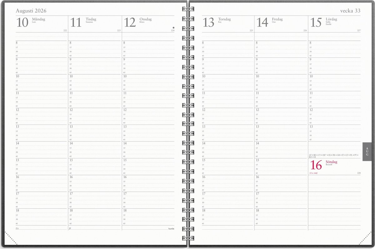 Burde 2026 Kalender, Veckojournal Refill