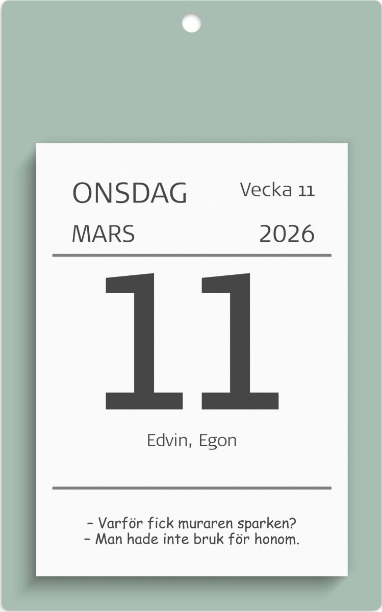Burde 2026 Väggplån, Humor, Dagblock