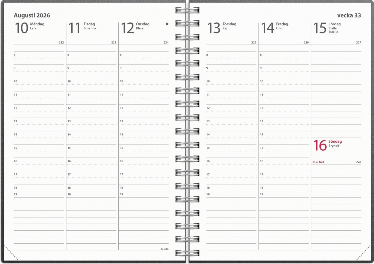Burde 2026 Kalender Weekly A6, Eco Line