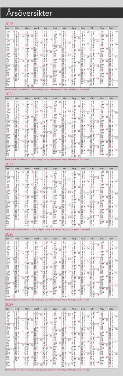 Burde 2026 Kalender, Årsblad
