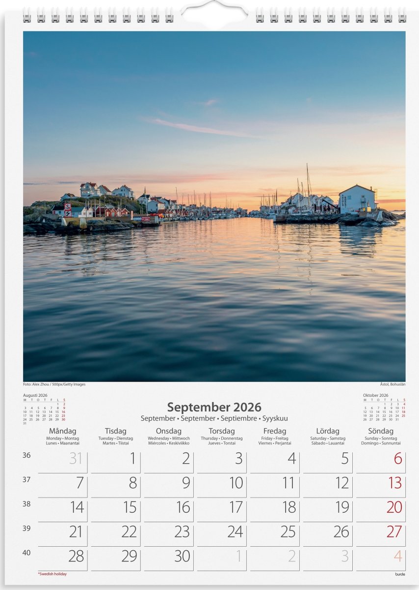 Burde 2026 Väggkalender, Beautiful Sweden
