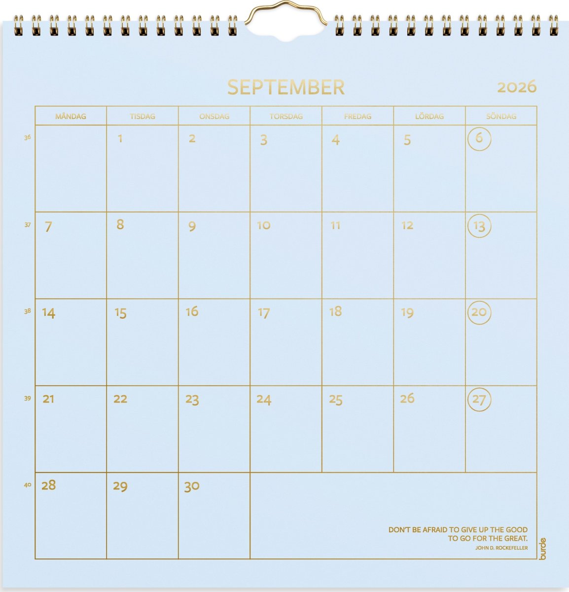 Burde 2026 Väggkalender, Color