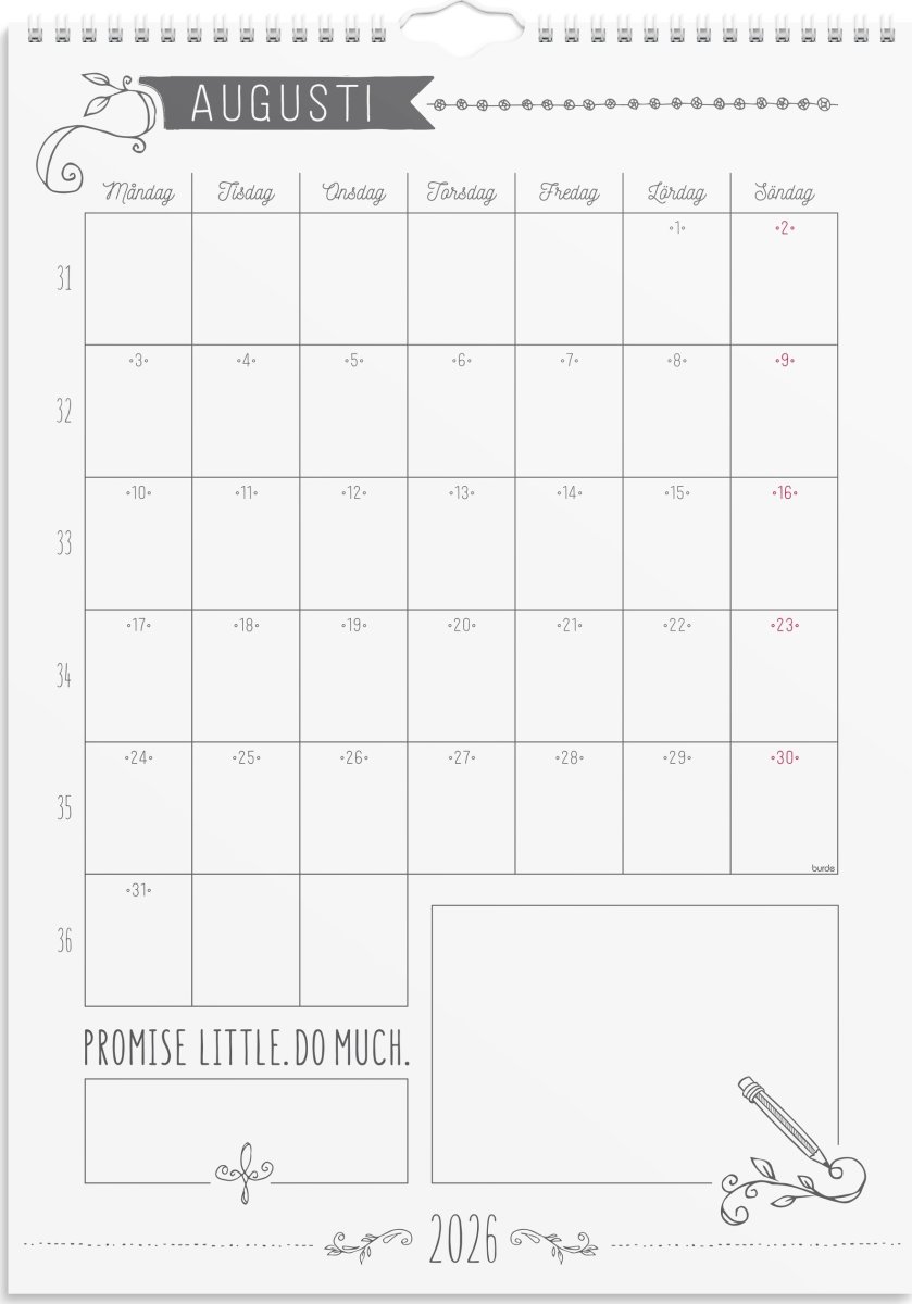 Burde 2026 Väggkalender, Doodle