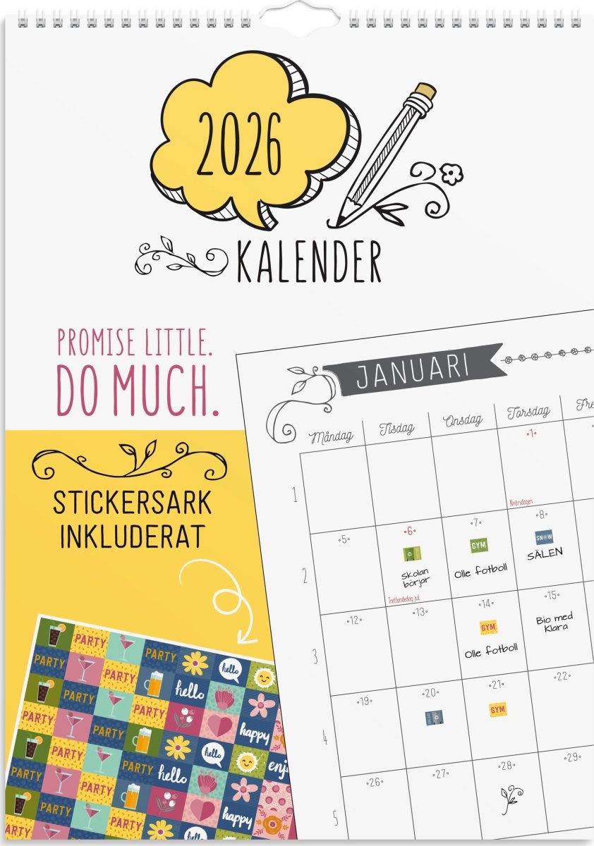 Burde 2026 Väggkalender, Doodle