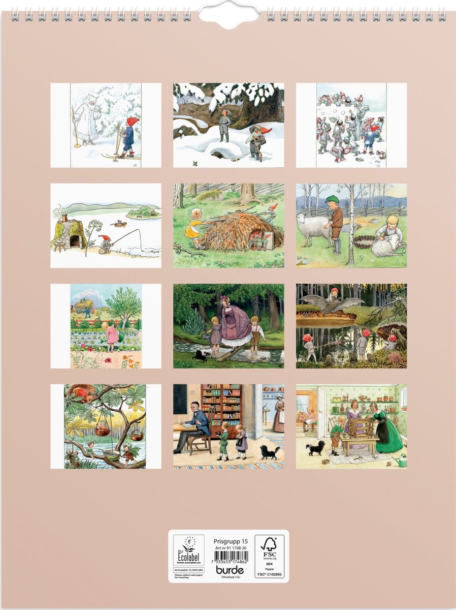 Burde 2026 Väggkalender, Elsa Beskow