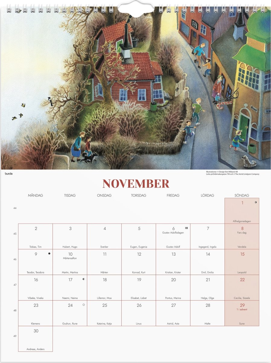 Burde 2026 Väggkalender Ilon Wikland