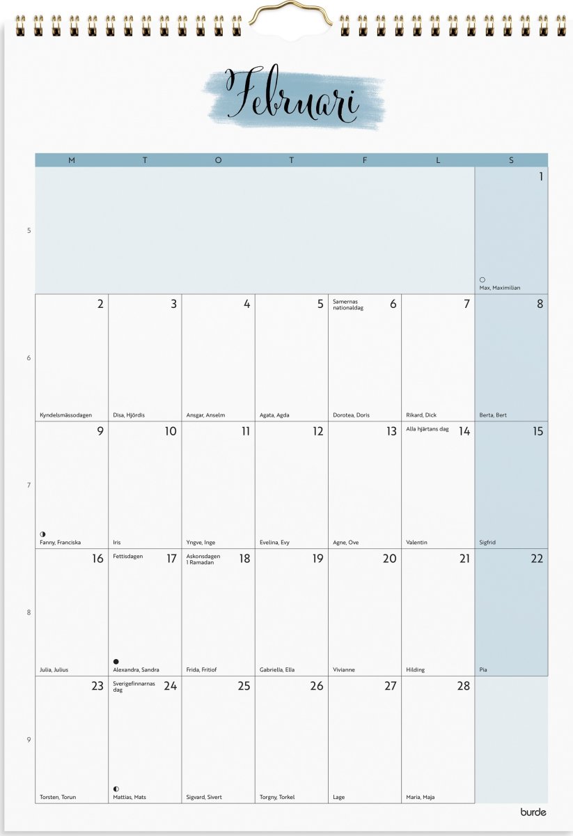 Burde 2026 Väggkalender, Life Organizer