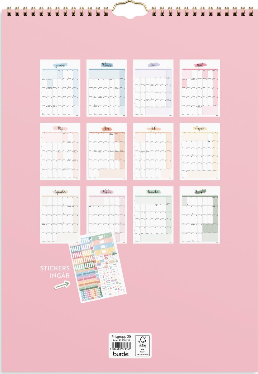 Burde 2026 Väggkalender, Life Organizer