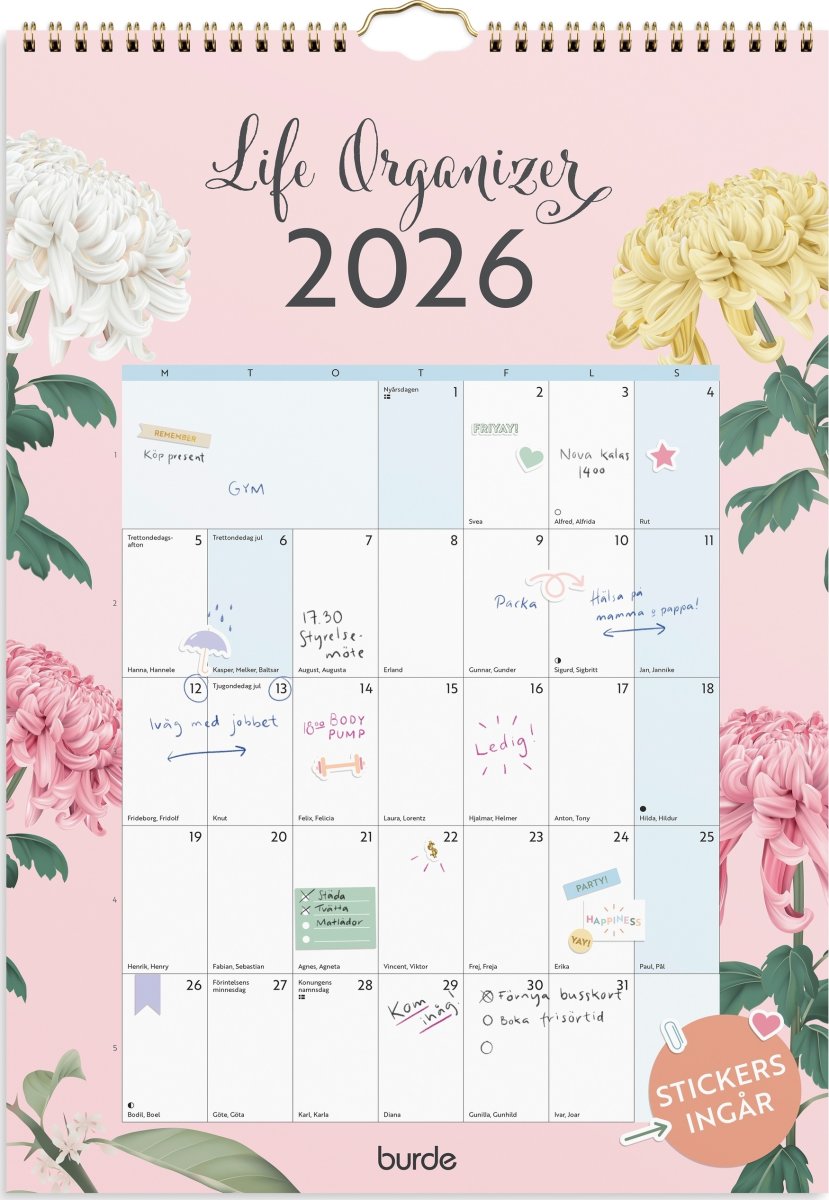 Burde 2026 Väggkalender, Life Organizer