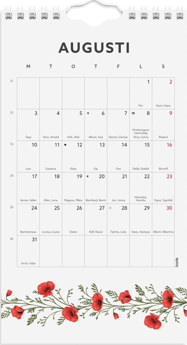 Burde 2026 Kalender, Mini Duo