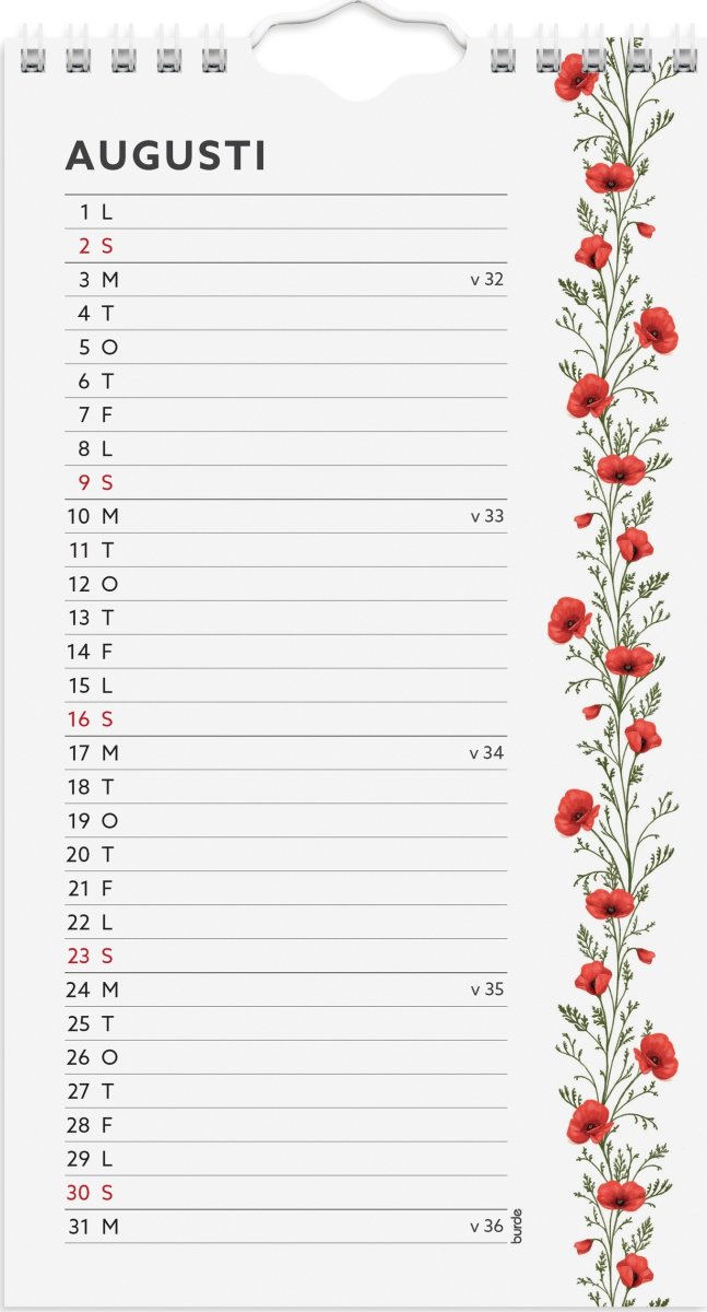 Burde 2026 Kalender, Mini Duo