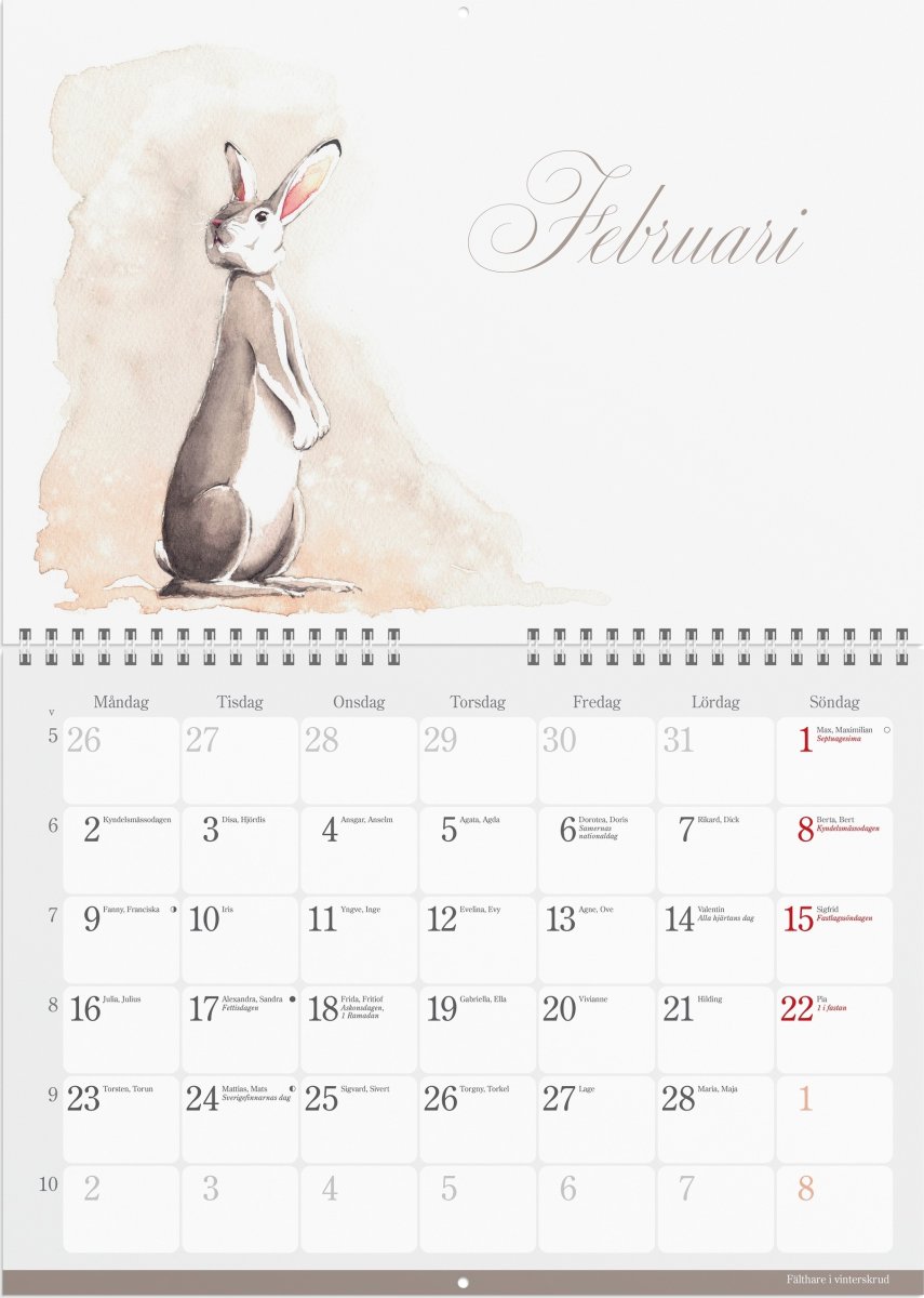Burde 2026 Väggkalender, Naturalmanacka