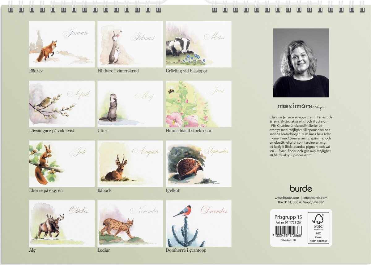 Burde 2026 Väggkalender, Naturalmanacka