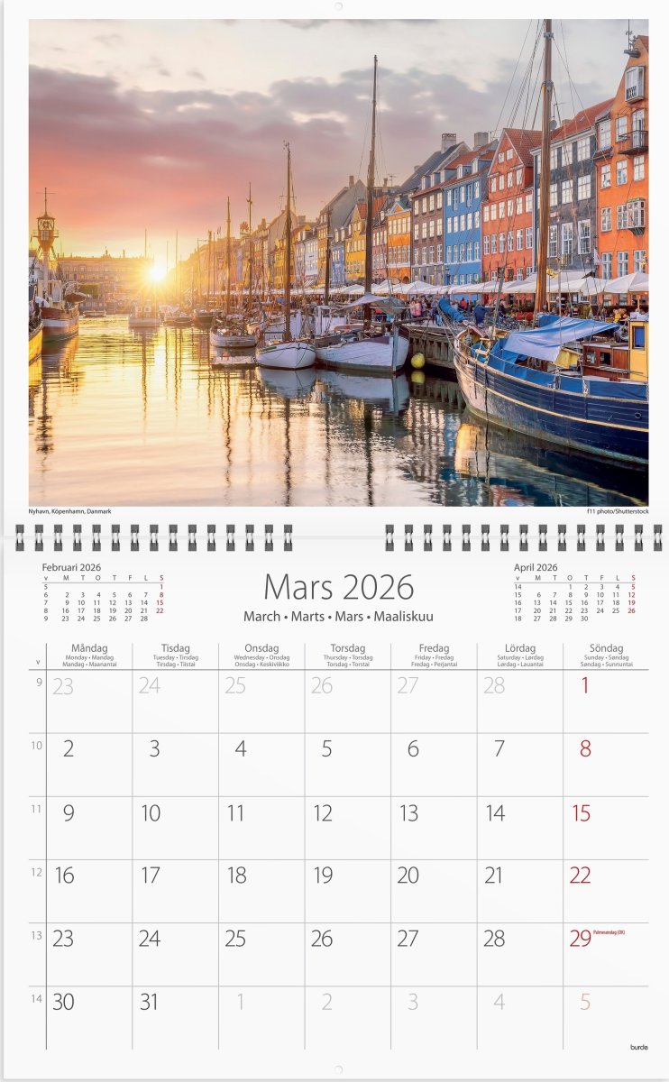 Burde 2026 Väggkalender, Scandinavia