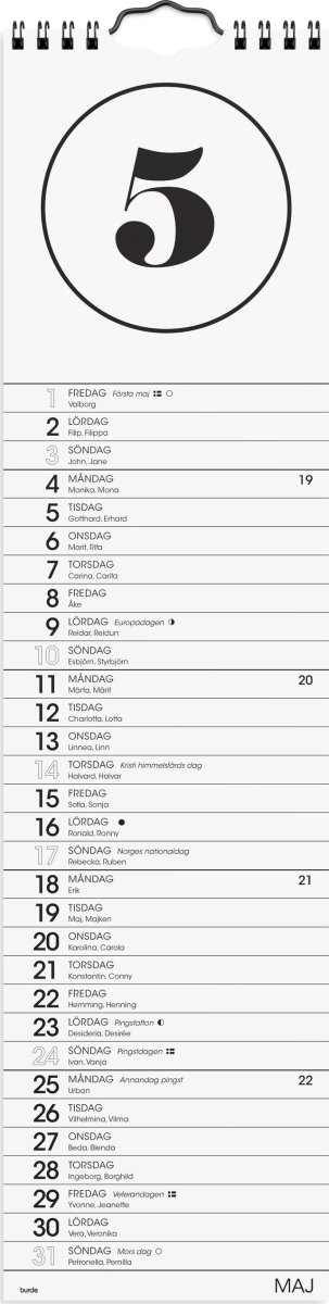 Burde 2026 Väggkalender, Simple