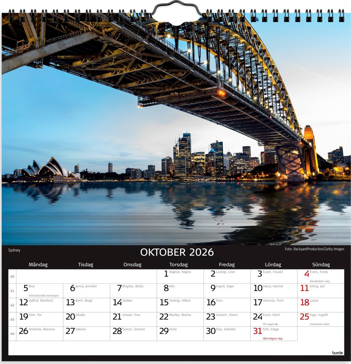 Burde 2026 Väggkalender, Skylines
