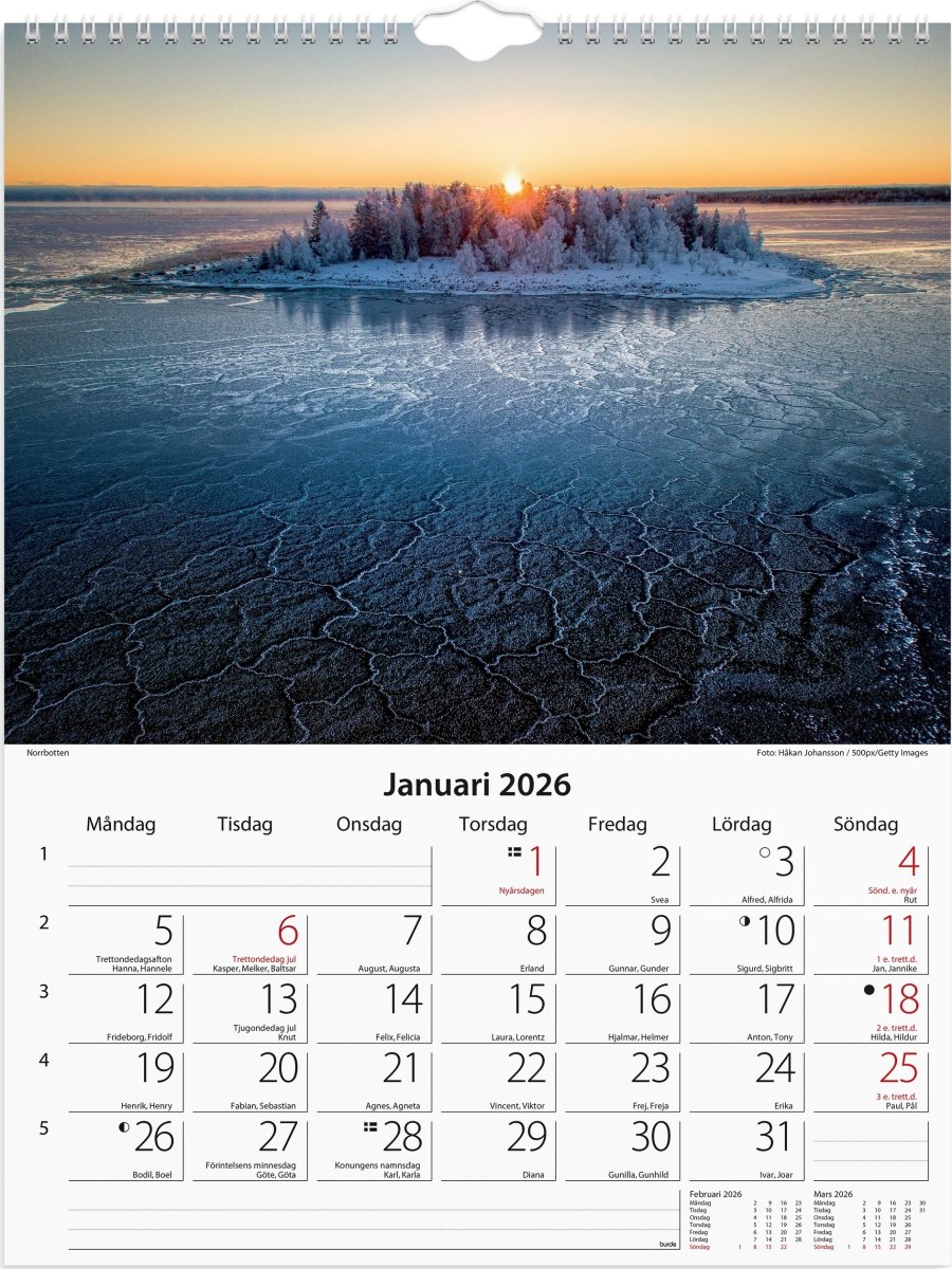 Burde 2026 Väggkalender, Svenska Kusten