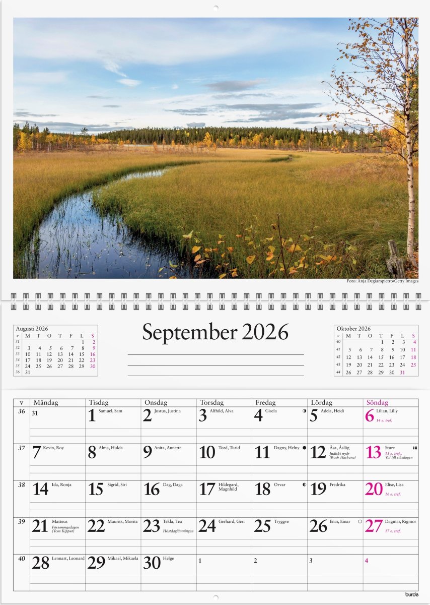 Burde 2026 Väggkalender, Väggficka