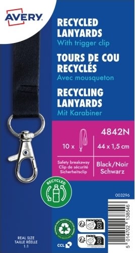 Avery 4842N Nyckelband, svart med karbinhake