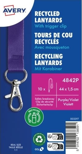 Avery 4842P Nyckelband, lila med karbinhake