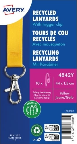 Avery 4842Y Nyckelband, gul med karbinhake