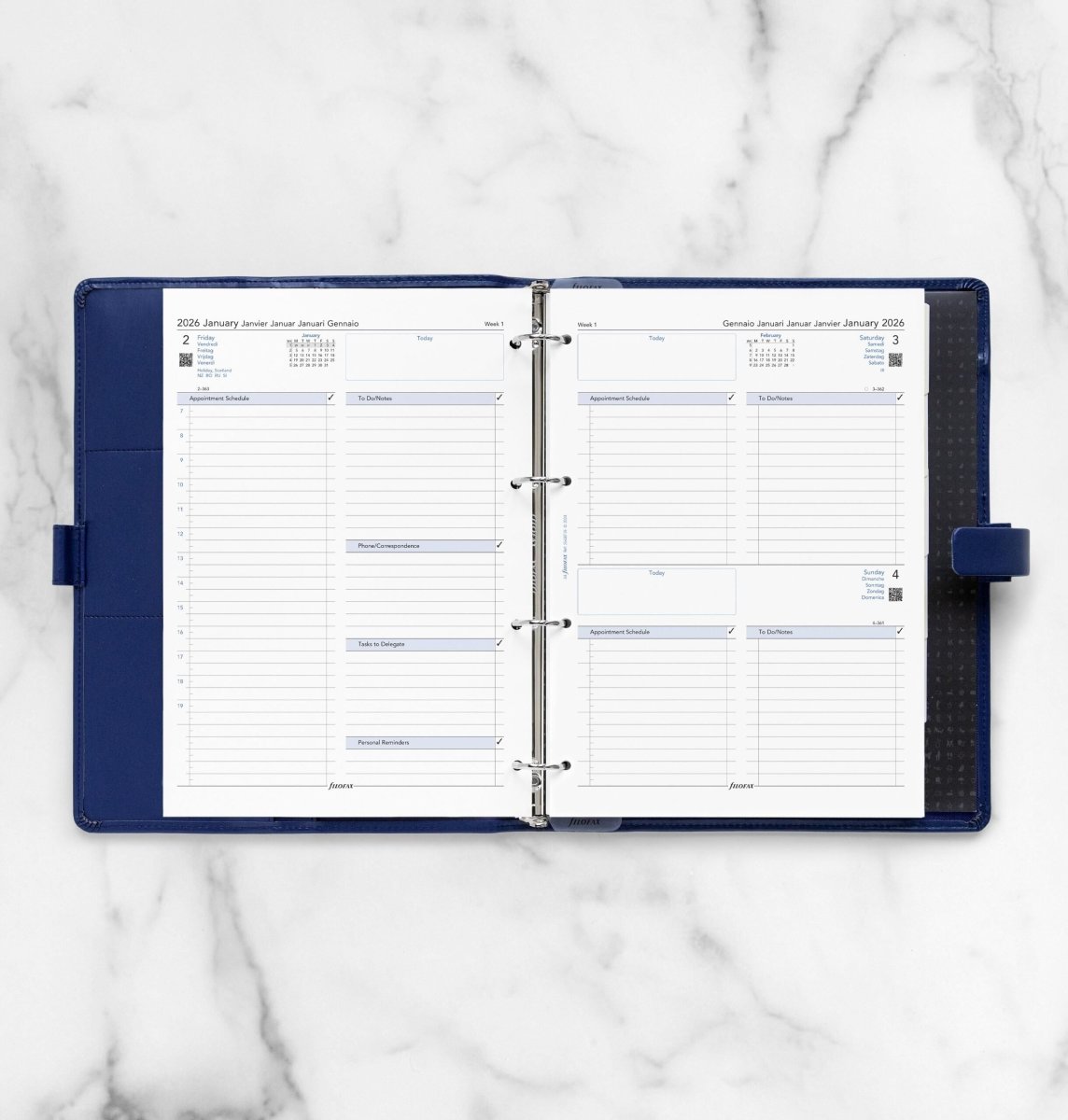 Filofax 2026 Refill | A4 | Dag | 5 språk