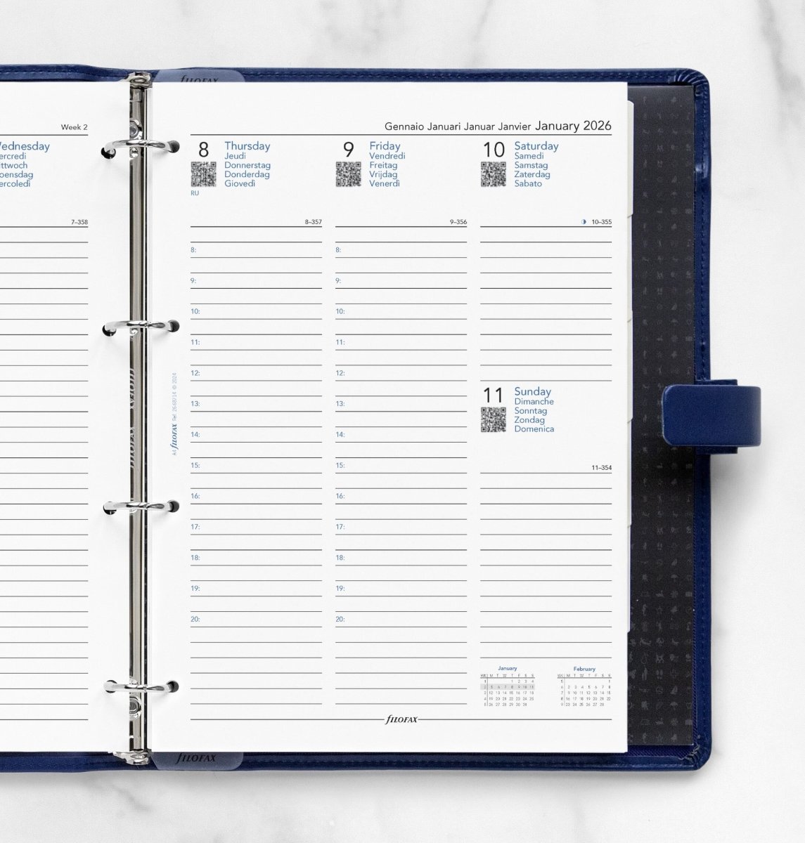 Filofax 2026 Refill | A4 | Vecka | 5 språk