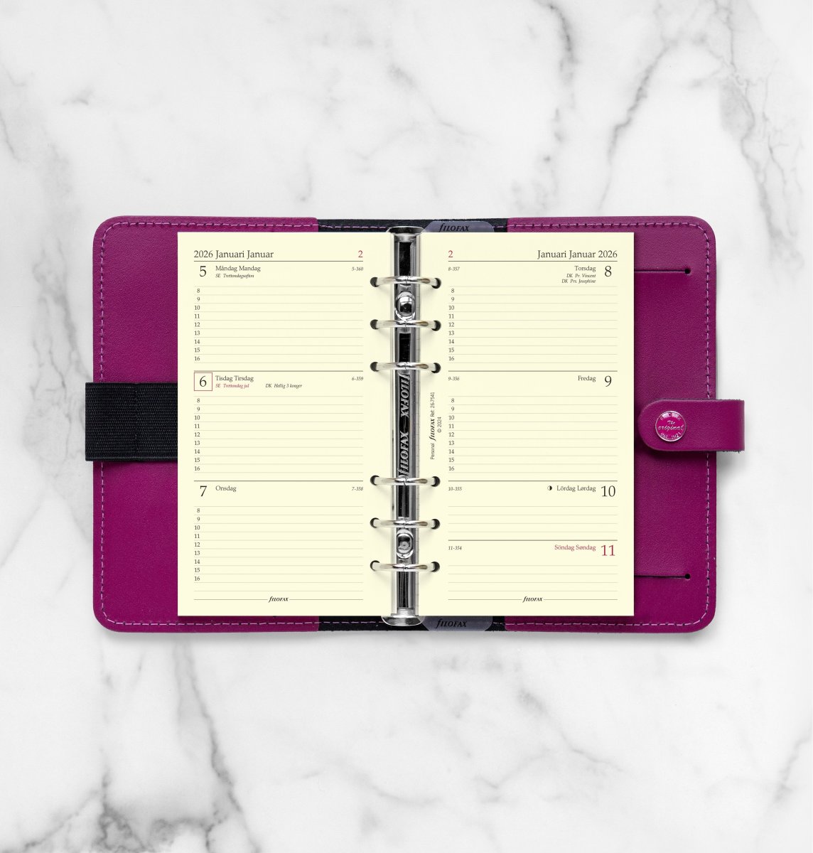 Filofax 2026 Refill | Personal | Vecka | Tvärform.