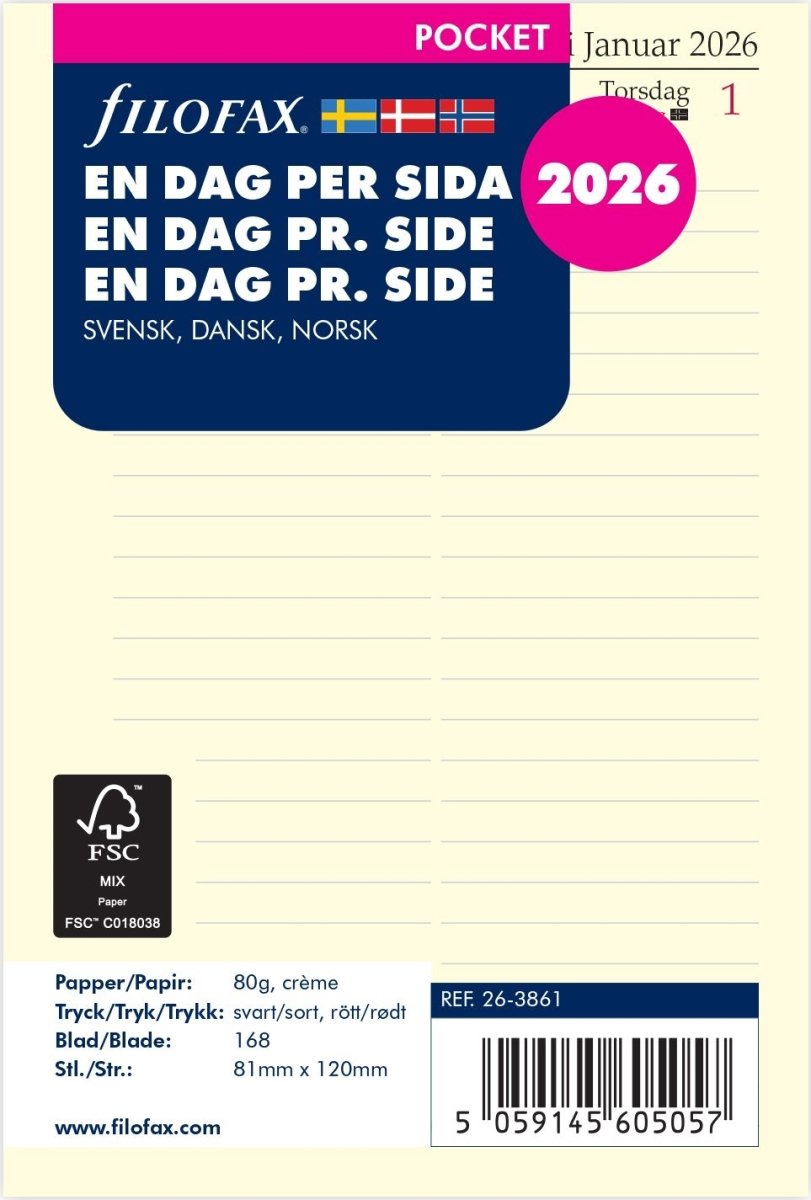 Filofax 2026 Refill | Pocket | Dag