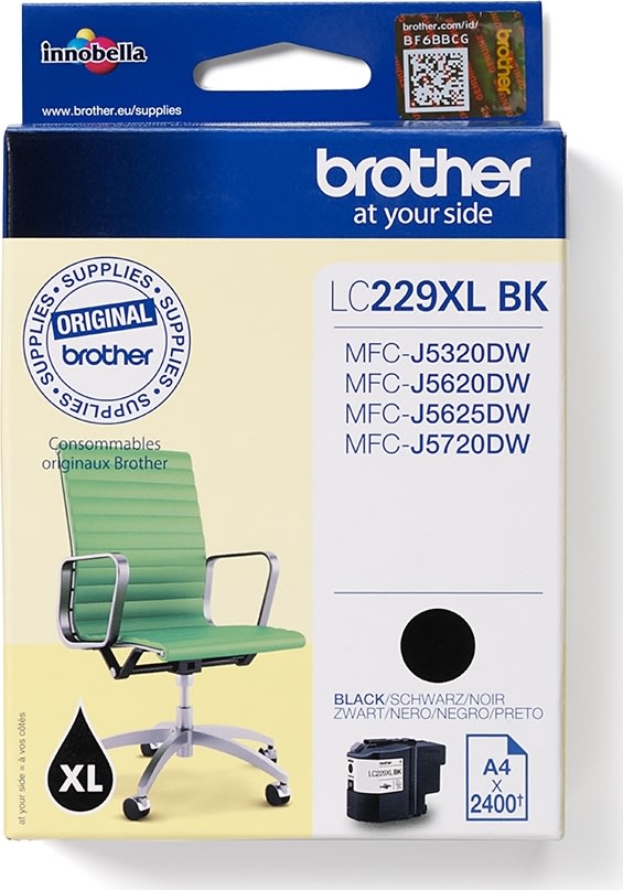 Brother LC229XLBK bläckpatron, svart, 2400 s