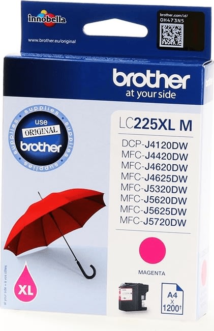 Brother LC225XLM bläckpatron, magenta, 1200 s