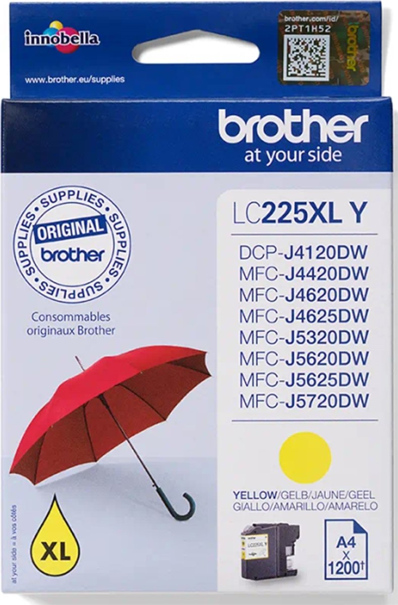 Brother LC225XLY bläckpatron, gul, 1200 s