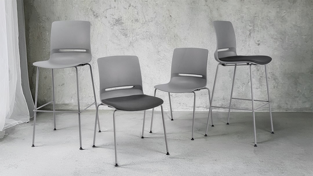 Denver hög mötesstol m. dyna, grå, 2 st