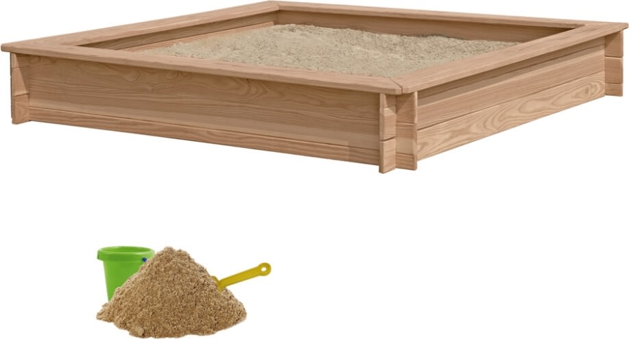 NORDIC PLAY Sandlåda m/sand 150x150 cm, lärkträ