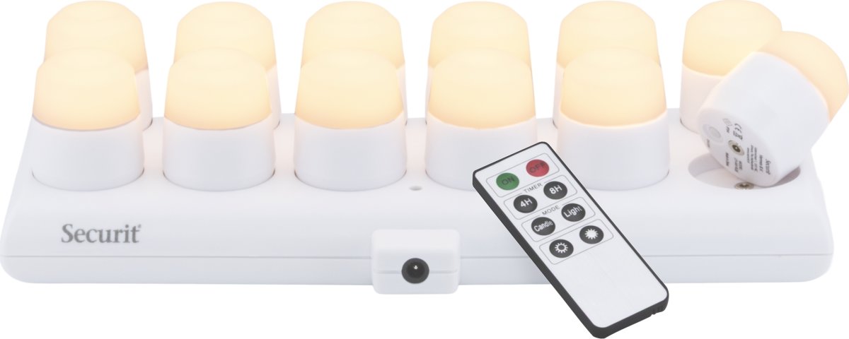 Securit® Amsterdam LED värmeljus, 12 st., vit