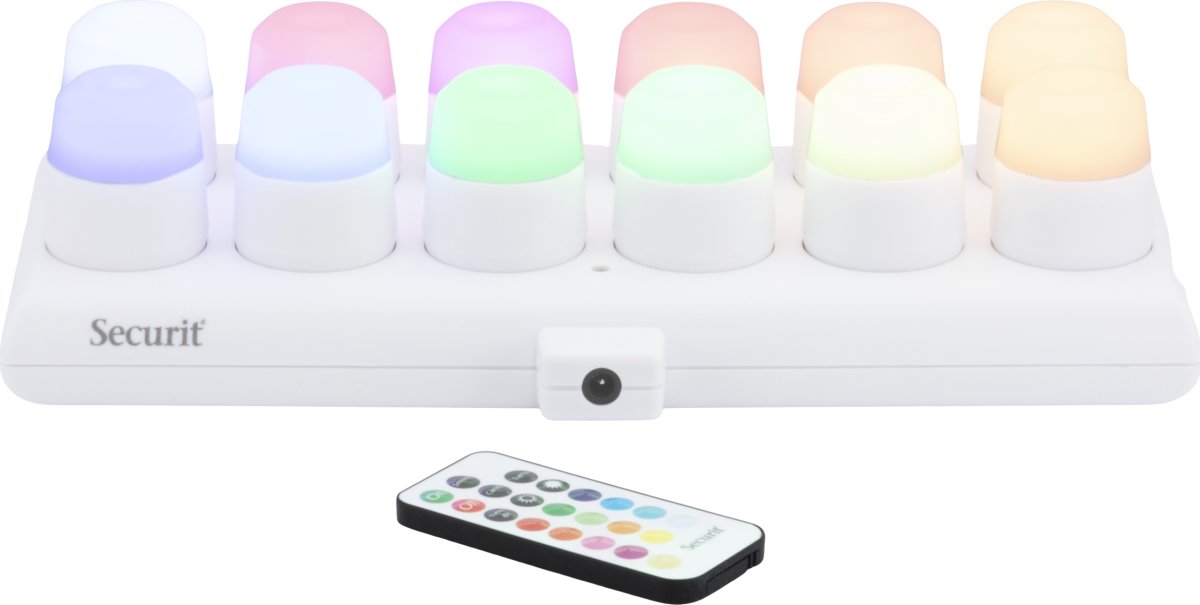 Securit® Amsterdam LED värmeljus, 12 st., multi