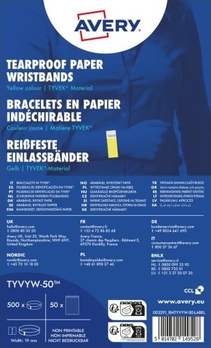 Avery TYVYW-50 Armband |neongul |500 st.|256x19mm