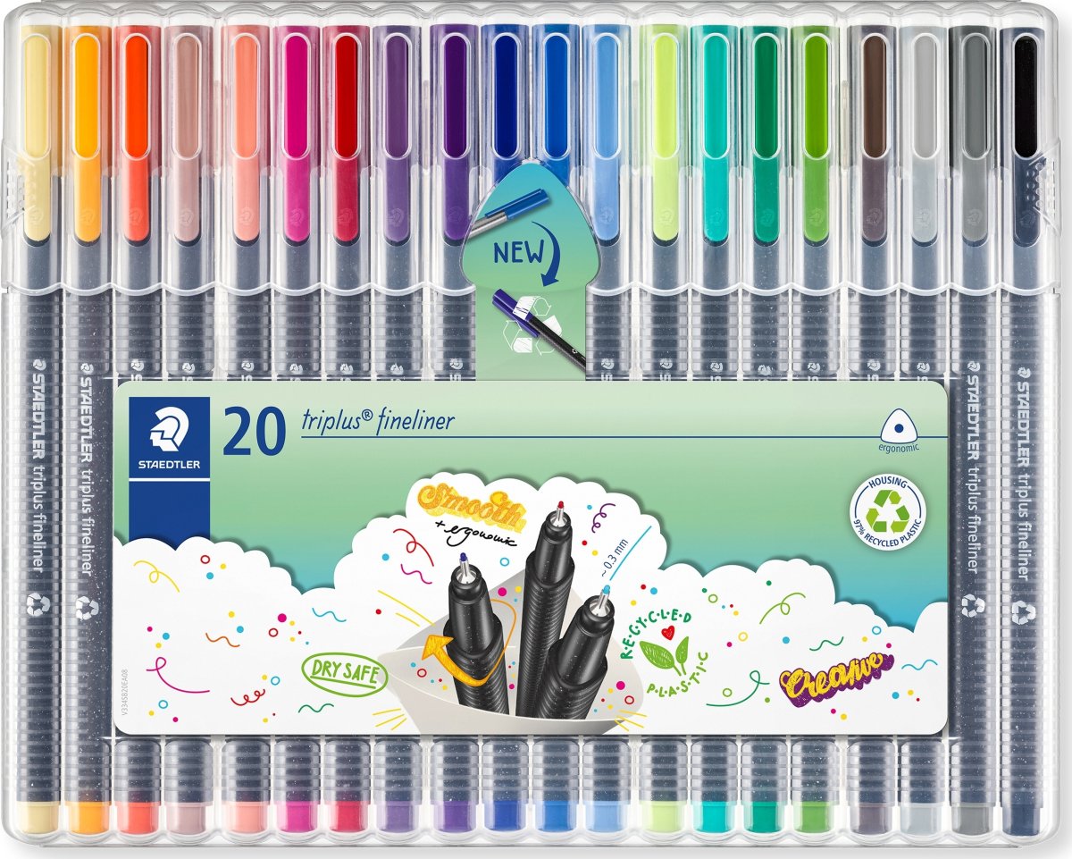 Staedtler Triplus Fineliner 334 Fiberpennor, 20 st