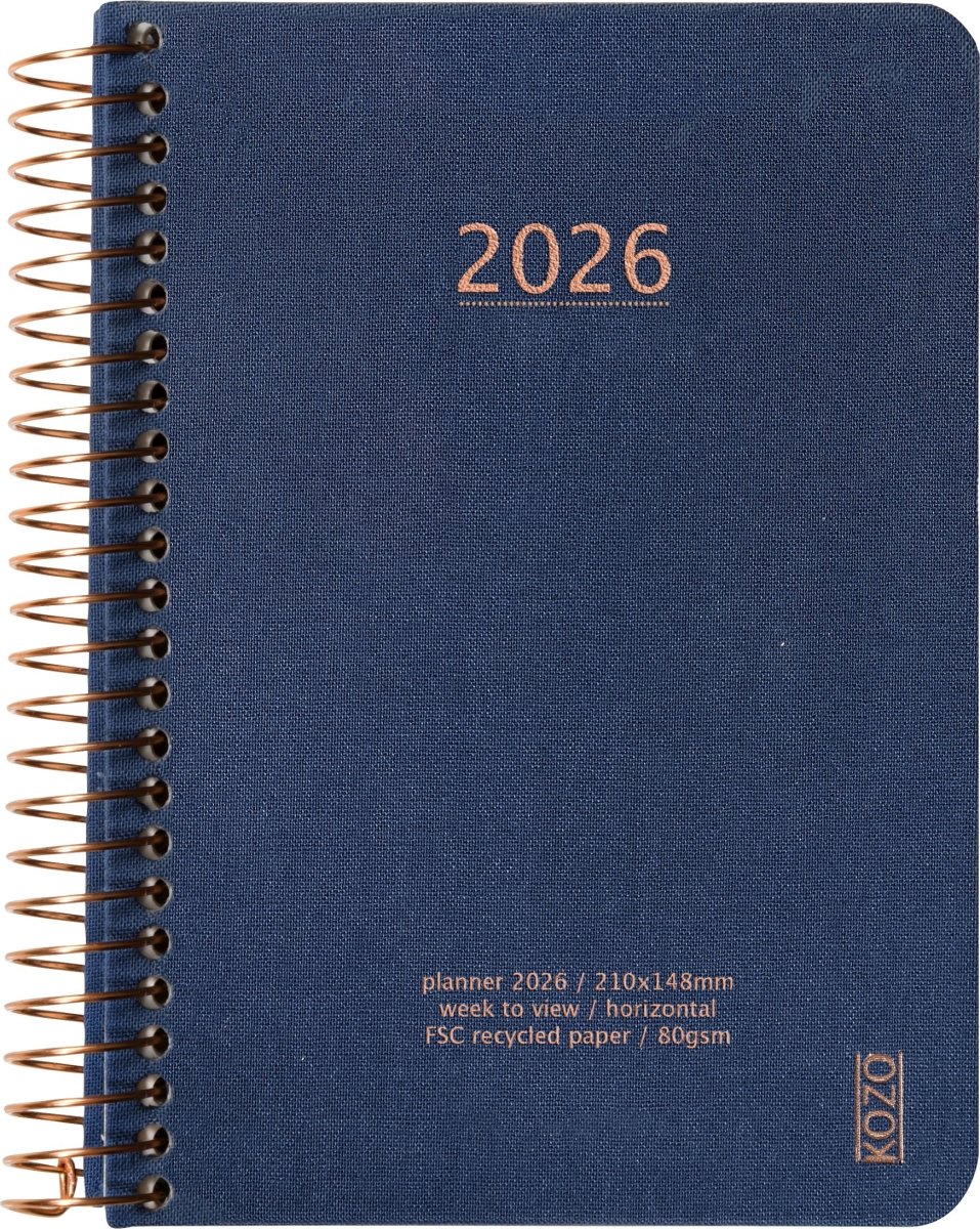 Kozo 2026 Kalender | A6 | Vecka | Blå