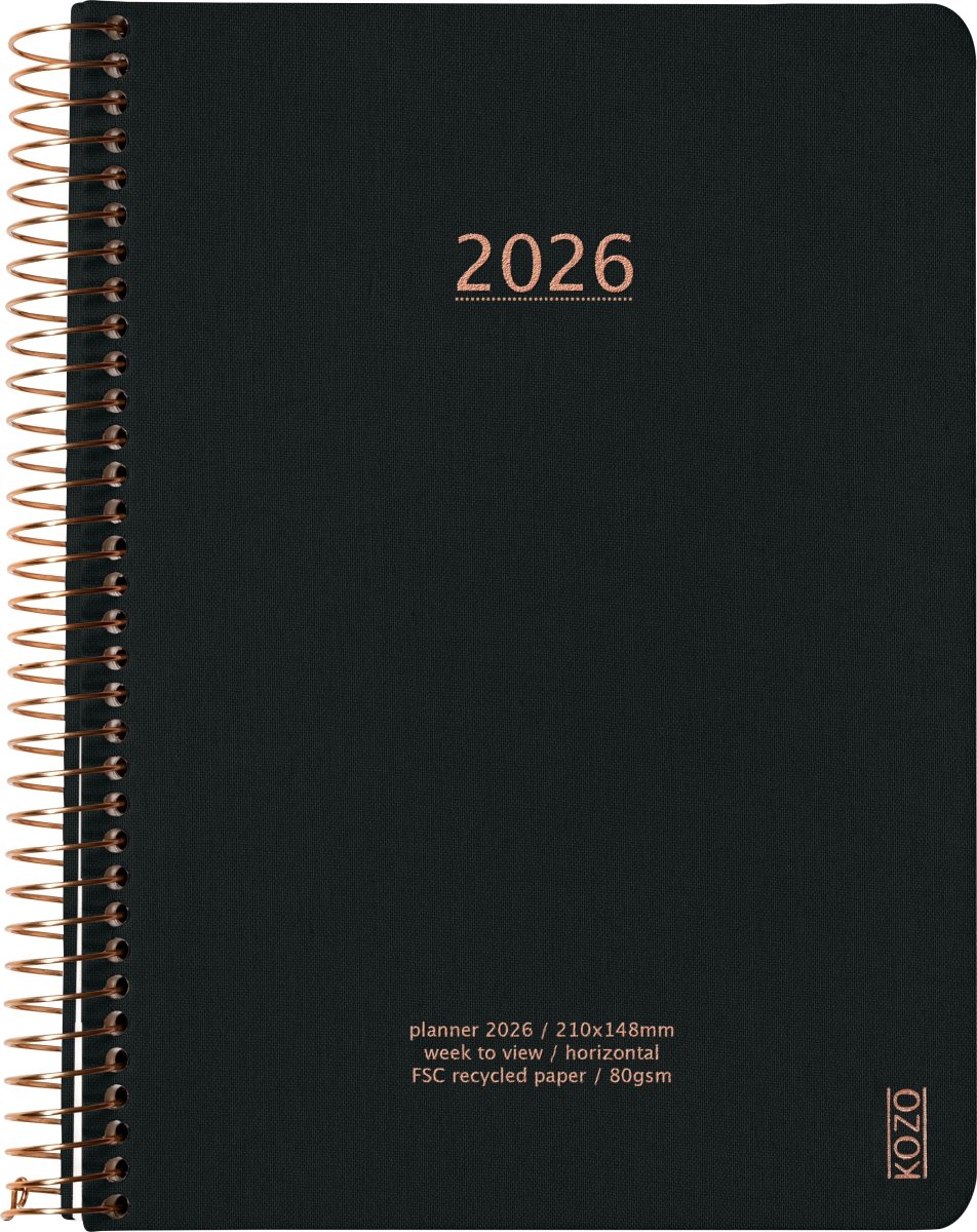 Kozo 2026 Kalender | A5 | Vecka | Svart