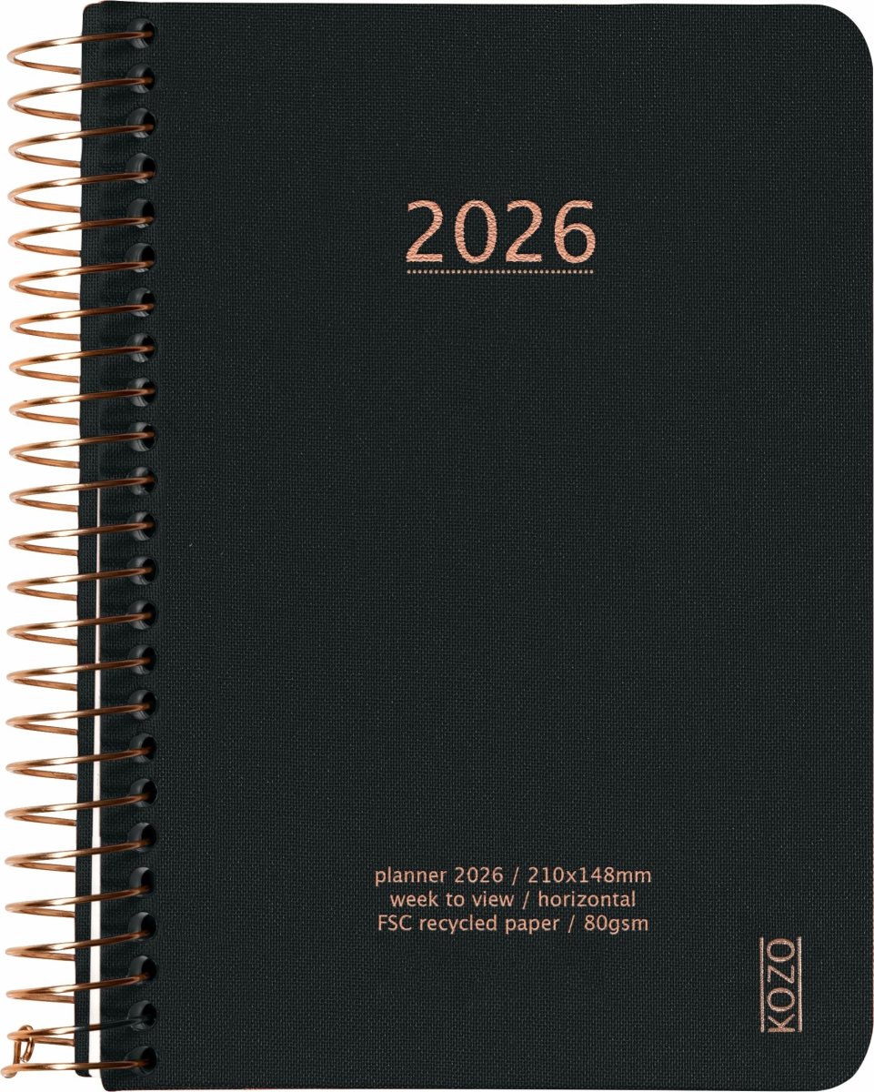 Kozo 2026 Kalender | A6 | Vecka | Svart